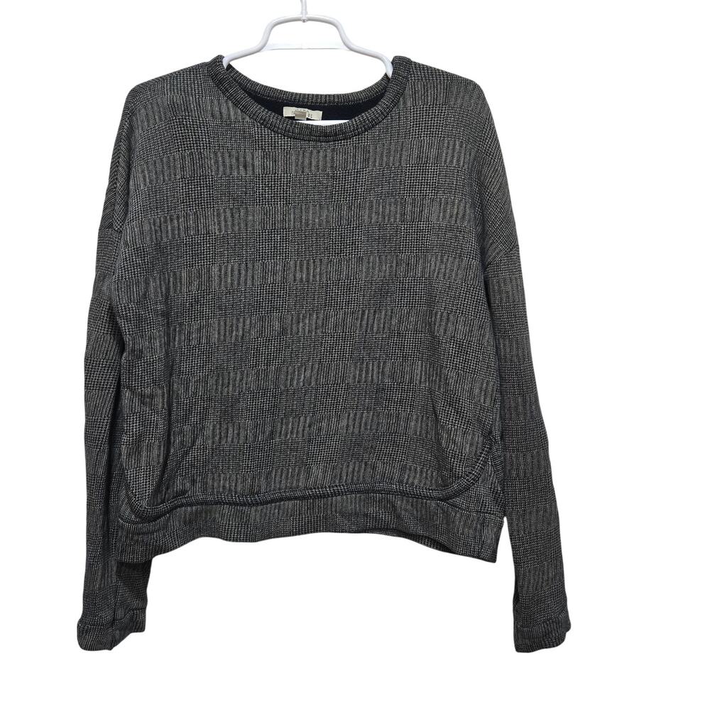 Zara Trafaluc Glen Plaid Cotton Crewneck Sweatshirt Small Black Gray